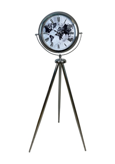 Krom Zaman Atlası 150 X 45 Cm Metal Duvar Saati