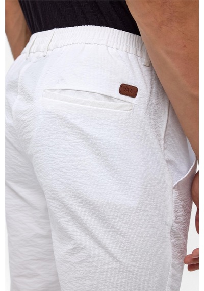 Süvari Beyaz Slim Armürlü Jogger Pantolon