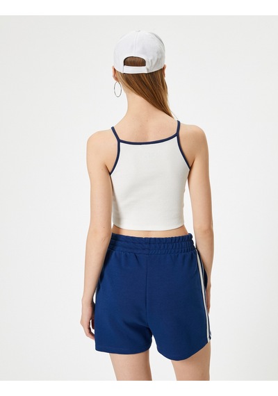 Koton Crop Spor Atlet Slogan Baskılı Halter Yaka Askılı Slim Fit Ekru 4sak30195nk Ekru