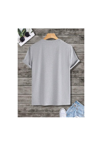 Medinenur New York Baskılı Basic T-shirt Gri