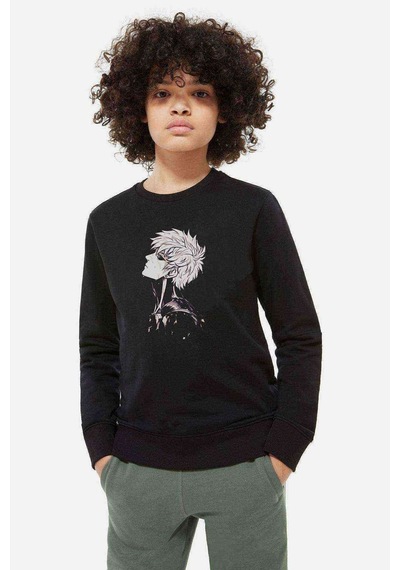 Tshirthane Anime One Punch Man Baskılı Unisex Çocuk Siyah Sweatshirt (534626402)