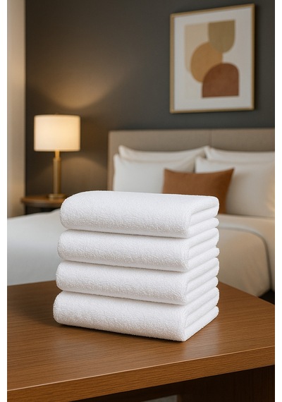 4 Adet Beyaz 50x85 Cm 200 Gram Bukle - Armür Otel El-yüz Havlusu Beyaz