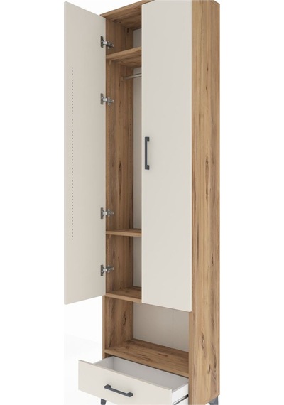 Arges Dolap 4 Raflı Tek Çekmeceli Tek Askılı 60x30x221 Çam-ay... Çam
