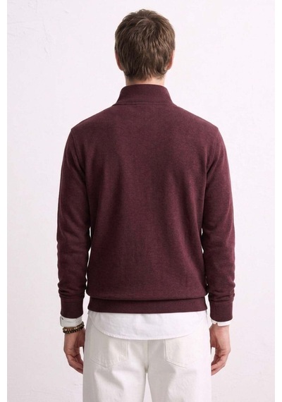 Barrels And Oıl Erkek Yarım Fermuarlı Dik Yaka Selanik Sweatshirt - Vişne Vişne