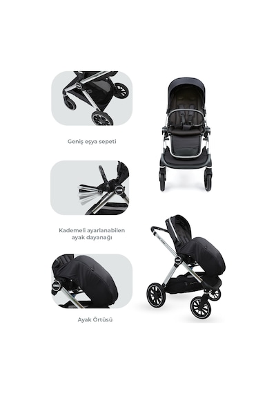 Kanz Explorer Autofold Travel Sistem Bebek Arabası Cole Black