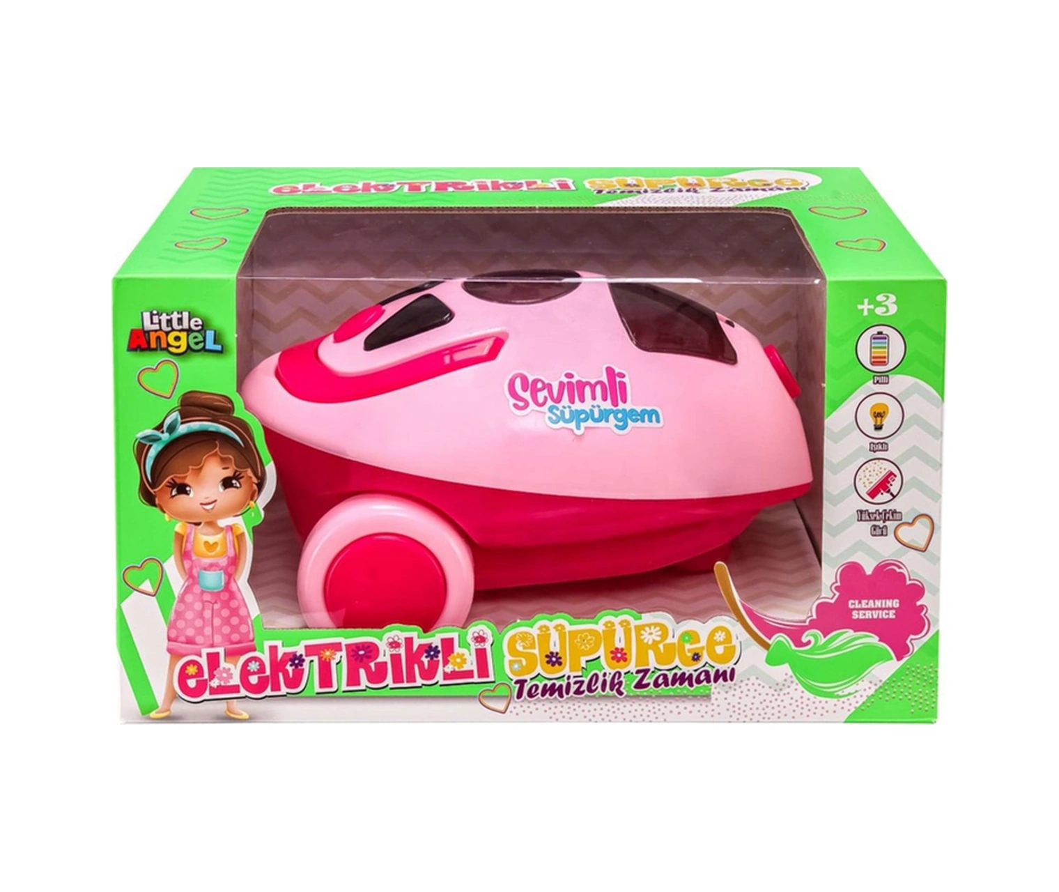 Little Angel Elektrikli Oyuncak Süpürge Büyük Boy Pilli Işıklı