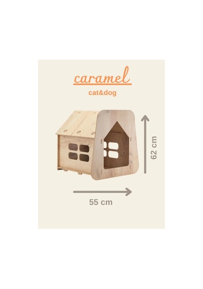 Caramel 30 50 Kedi Köpek Evi Yıkanabilir Kumaş Minderi Ile Beraber