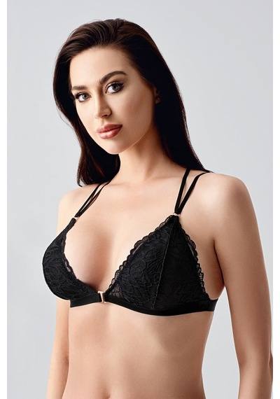 New Bra Sırt Tasarım Detay Dantelli Üçgen Bralet Siyah 8326
