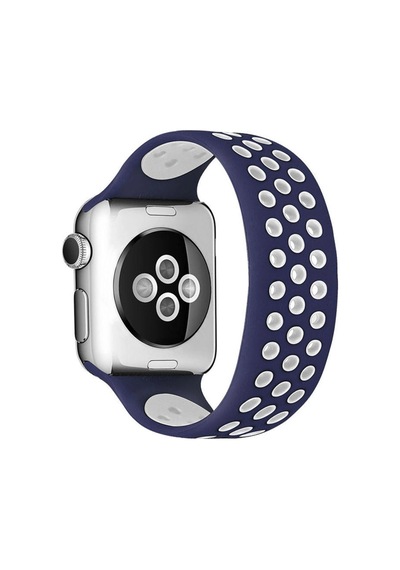 Apple Watch Uyumlu 38mm Ayarlı Delikli Silikon Kordon Saat Değildir - Lacivert-beyaz