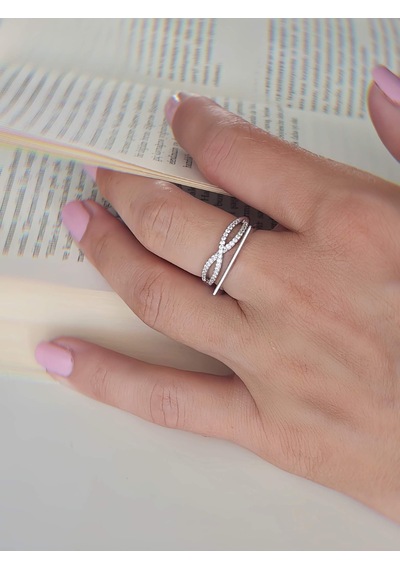 Sonsuzluk Model Zirkon Taşlı Ayarlanabilir Silver Gümüş Renkli Yüzük Silver