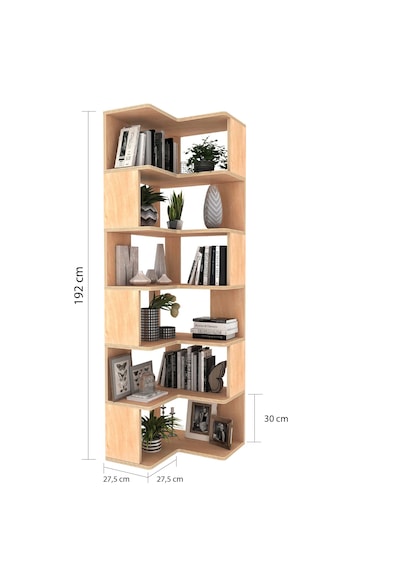 Woodesk Bohem, Ahşap, Masa Ve Köşe Kitaplık Takımı, Natural Renk Naturel