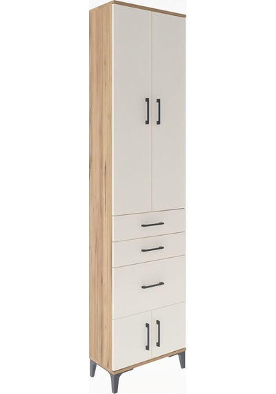 Arges Dolap 3 Raflı 3 Çekmeceli 4 Kapaklı 60x30x243 Çam-aytaşı Çam