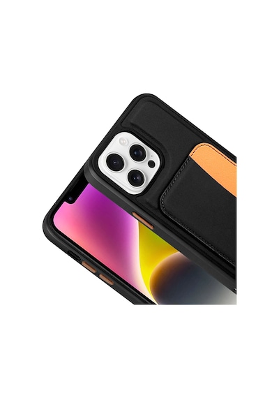 Apple Uyumlu iPhone 16 Pro Max Kılıf Kartlıklı Zore X-kart Silikon Kapak - Siyah Siyah