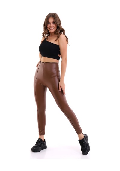Winmoda34 Deri Tayt Içi Kürklü Çımalı Kahverengi