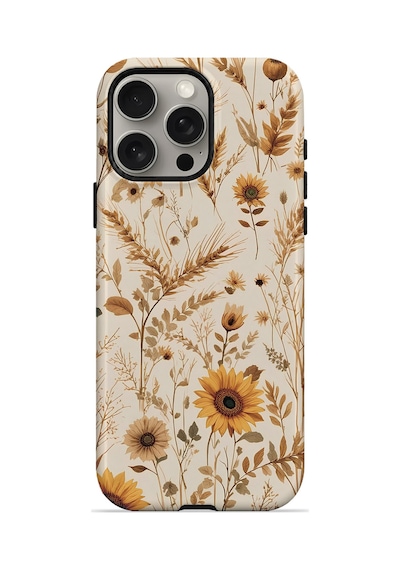 Velvoria Valestra Sepya Kır Çiçeği Apple iPhone Uyumlu 15 Pro Darbe Korumalı Kılıf Valestra Select - Sepya Kır Çiçeği