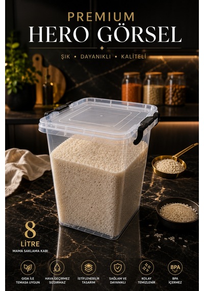 Freshbox 8 Litre Premıum Kilitli Erzak Saklama Kabı Diğer