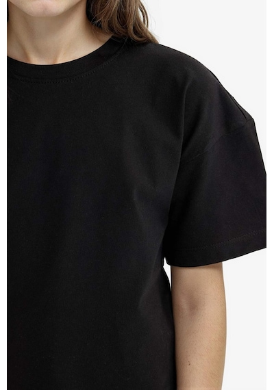 DeFacto Kız Çocuk Relax Fit Bisiklet Yaka Basic Düz Kısa Kollu Tişört Z5095A625SMBK27 Siyah