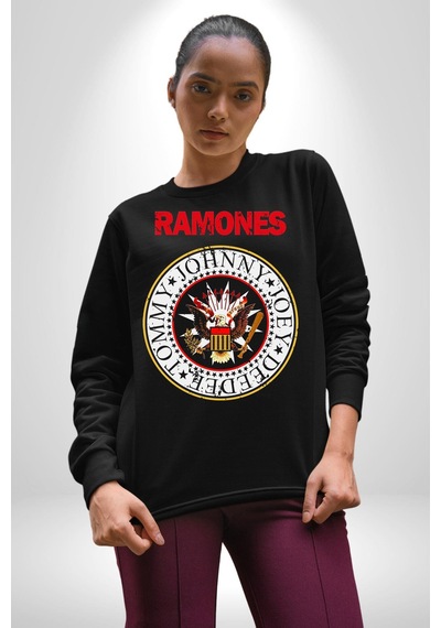 Ramones Punk Müzik Grubu Unisex Siyah Sweatshirt Siyah