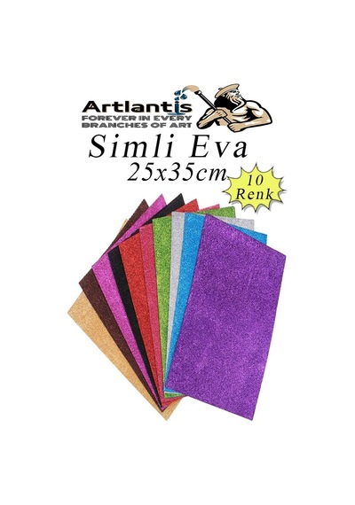 Simli Eva 25x35 Cm 10 Renk 1 Paket Simli Eva Süngeri 10'lu Okul Kreş Anasınıfı Elişi Etkinlikleri