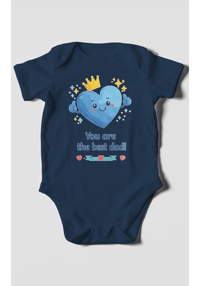Morivokids You Are The Best Dad Kısa Kollu Bebek Body %100 Pamuk Lacivert