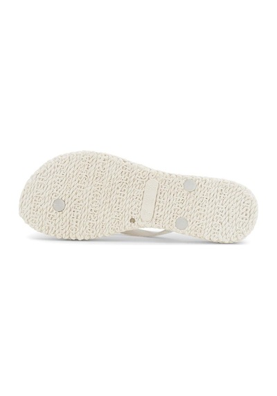 Ilse Jacobsen Creme Cheerful01 - Krem Simli Parmak Arası Terlik-6947 Krem