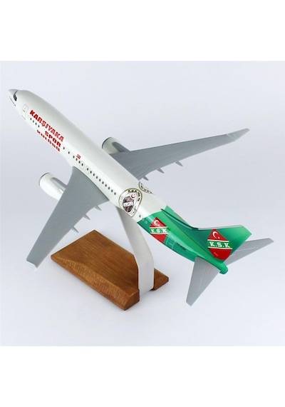 Thy038 1/100 Ölçek, Thy Karşıyaka Spor Logolu B737-800 Yolcu Uçağı, Sergilemeye Hazır Ahşap Standlı Model-56288