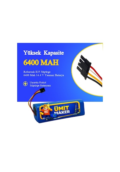Roborock E35 Süpürge 6400 Mah 14.4 V Yanmaz Batarya  Uyumlu Uzun Ömürlü, Yüksek Performans Pil