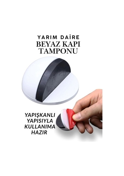 Beyaz Yarım Daire Yapışkanlı Kapı Tamponu Kapı Stoperi Metal Kapı Stopu Durdurucu Kapı Koruyucu