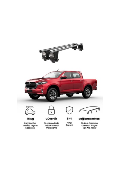 Royal Mazda Bt-50 2011 Ve Sonrası Uyumlu Gri Kilitli Ara Atkı Port Bagaj Tavan Barı