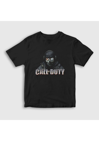Presmono Unisex Çocuk Soldier Call Of Duty T-shirt Siyah