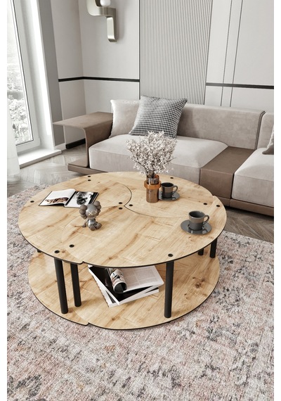 Yin Yang Unıty Serenıty Orta Sehpa 3 Lü Safir Meşe-100 Cm Yin Yang Unıty Serenıty Orta Sehpa 3 Lü Safir Meşe-100 Cm