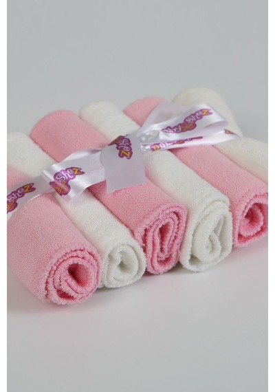 Baby Shez Pamuklu 6'lı Yenidoğan Bebek Havlu Ağız Mendili Pembe