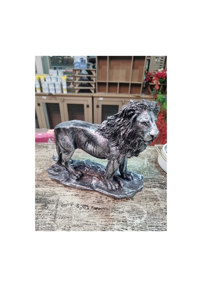 Aslan Kral Ayakta Gümüş Polyester Hediyelik Figür Fanatik Hediyelik Ofis Hediyesi