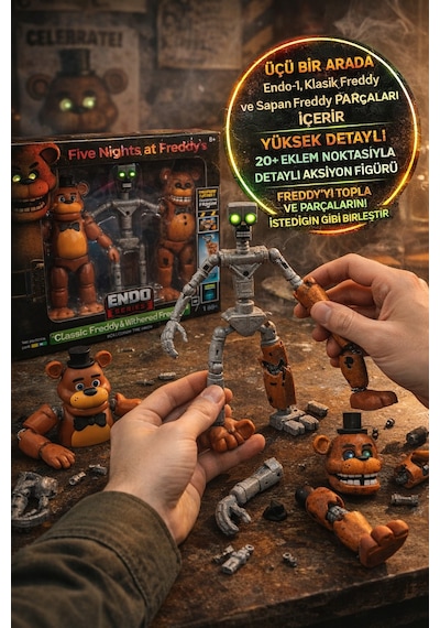 Five Nights At Freddy S Endo-1 Classic Freddy Withered Freddy Jazwares Koleksiyon Figür Seti Oyuncak Funko Pop