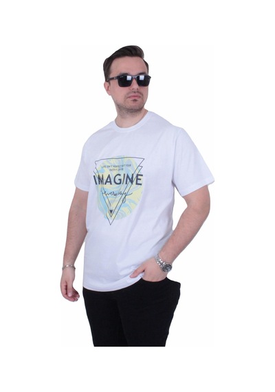 Moc Grande Mocgrande Erkek Büyük Beden Sıfır Yaka Tişört Imagine 26132 Beyaz