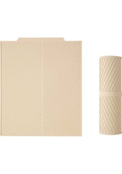 Silikon Bulaşık Kurutma Matı, Isıya Dayanıklı Lavabo Süzgeç Nihale Mutfak Tezgahı Mat 43x33cm Krem S Diğer