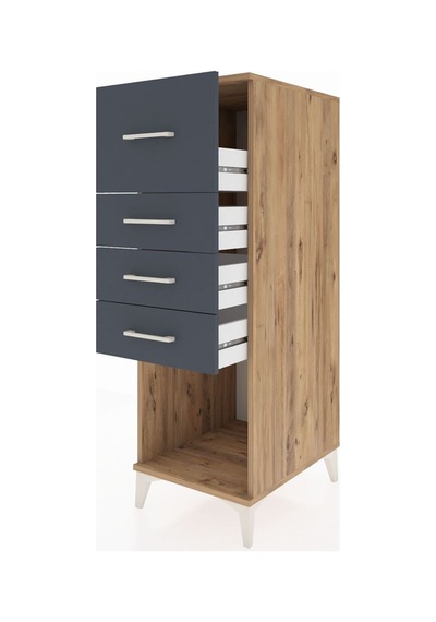 Kronos Dolap 4 Çekmeceli 44x59x134 Çam-antrasit Çam