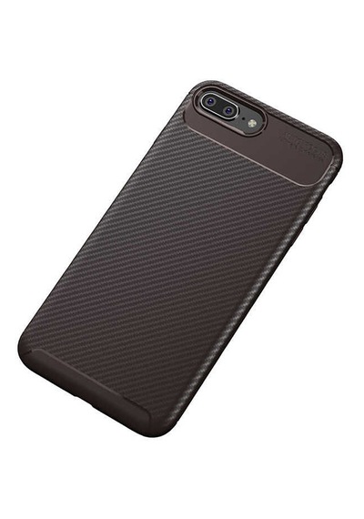 Apple Uyumlu iPhone 7 8 Karbon Desenli Negro Silikon Kılıf Kahverengi
