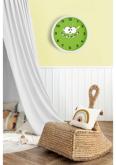 Çocuk Odası Duvar Saati - 30cm - Önü Camlı Beyaz Kasa - Sessiz Mekanizma-jh1080 Beyaz