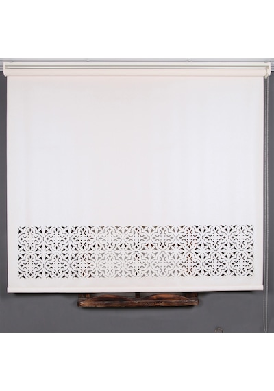Lazer Kesim Stor Perde - Kalın Mat Model - Beyaz/Krem (471163342)