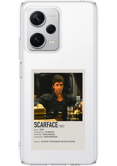 Redmi Note 12 Pro Plus Uyumlu Scarface Mini Poster Tasarımlı Tasarımlı Baskılı Silikon Kılıf Renkli