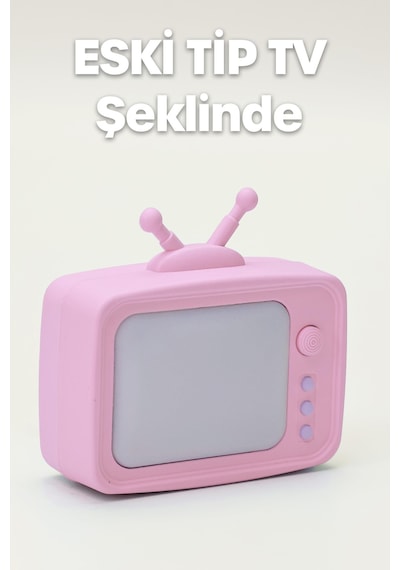 Gece Lambası Eski Tv Tip 2 Mod Sarı-beyaz Işık Tuşlu Koridor Hol Işığı Uyuma Işığı Pembe Gc04 Pembe