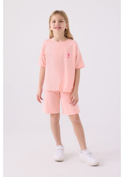 U.S. Polo Assn. U.s. Polo Assn Kız Çocuk Pembe Bermuda Takım Us1848-c-v31 Pembe