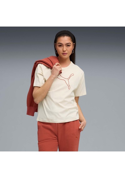 Puma Her Kadın Grafik Baskılı Geniş Kesim Tişört 688149 87 Beyaz