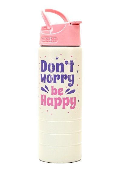 Paslanmaz 304 Çelik Matara Pipetli Motivasyon Matarası Suluğu 304 Çelik Suluk Pembe 750 Ml 1156 Pembe