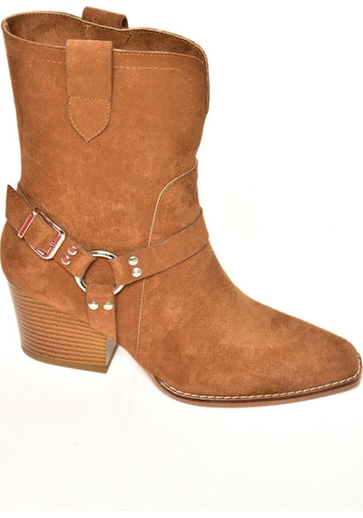 Fox Shoes T296094002 Taba Süet Kovboy Model Kalın Tabanlı Kadın Bot Taba-Süet Taba