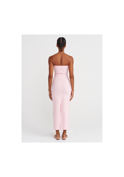 Dilvin 91368 Straplez Midi Elbise-toz Pembe-16528