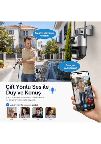 Ultratekno Ic-d9 8mp Çift Lens Ptz Akıllı Wifi Güvenlik Kamerası