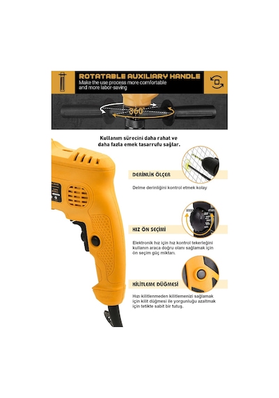 Assur ASR206-02-01 500W 13MM Elektrikli Matkap Sarı