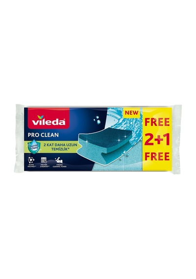 Pro Clean Aktif Enzimli Oluklu Sünger, 3 Lü Paket